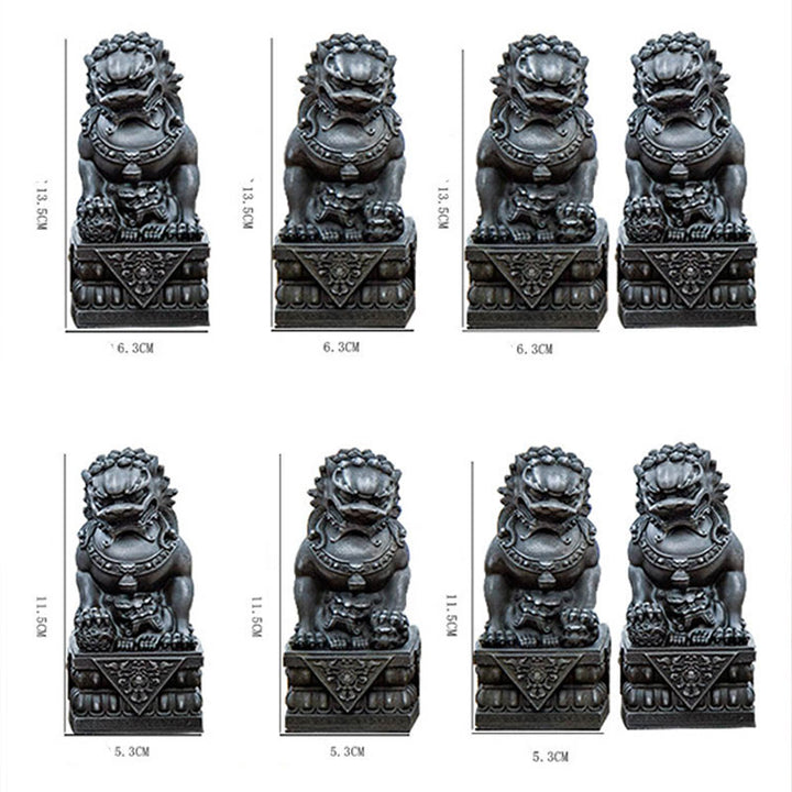 Estatua de resina fundida con óxido de hierro y polvo de león hecha a mano con Buddha Stones, protección contra el mal, decoración del hogar