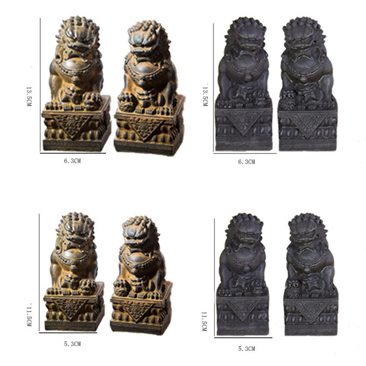 Estatua de resina fundida con óxido de hierro y polvo de león hecha a mano con Buddha Stones, protección contra el mal, decoración del hogar