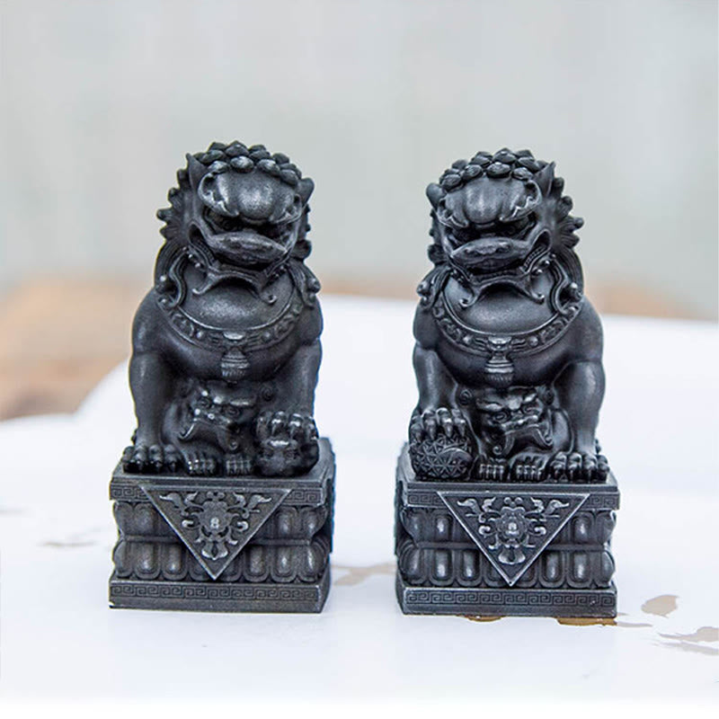 Estatua de resina fundida con óxido de hierro y polvo de león hecha a mano con Buddha Stones, protección contra el mal, decoración del hogar