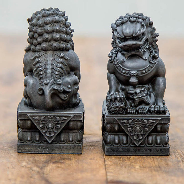 Estatua de resina fundida con óxido de hierro y polvo de león hecha a mano con Buddha Stones, protección contra el mal, decoración del hogar