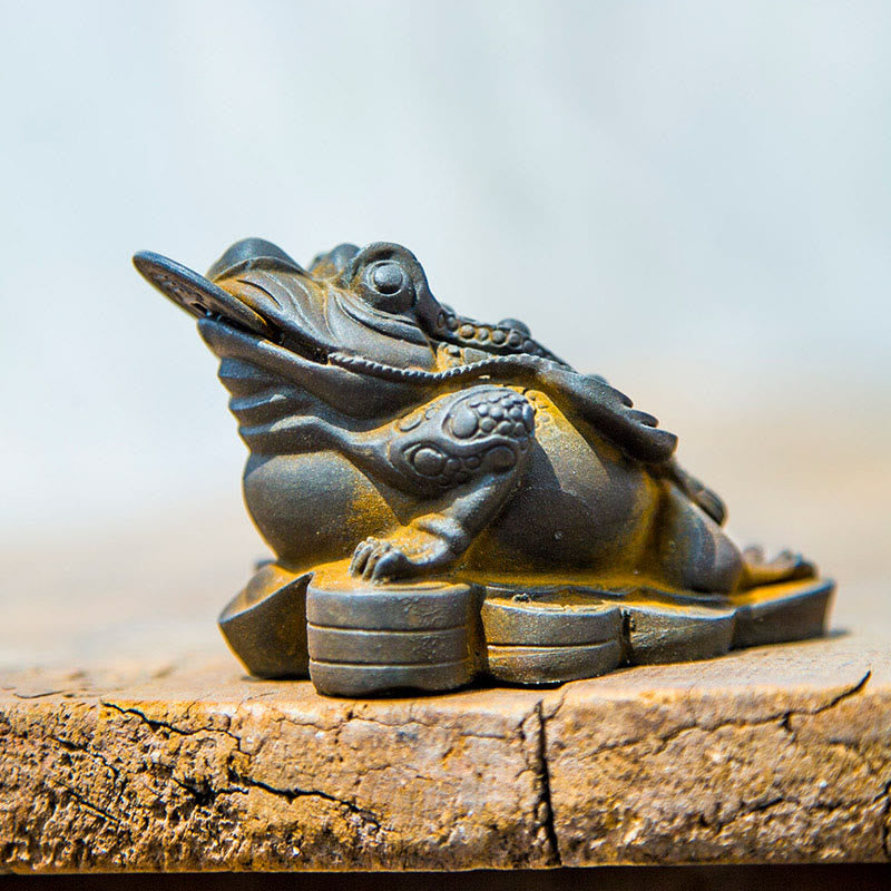 Estatua de resina fundida con óxido de hierro y monedas de cobre hechas a mano con Buddha Stones Feng Shui