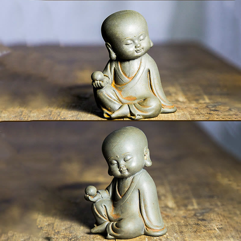 Buddha Stones hechas a mano Ksitigarbha Kwan Yin Guanyin Avalokitesvara Tathagata polvo de hierro estatua de resina fundida óxido decoración del hogar