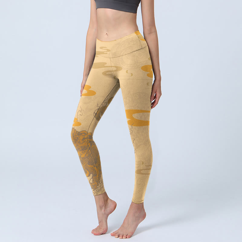 Leggings de yoga para mujer con diseño de nubes y Buddha Stones PiXiu - Vara de oro - US18，UK/AU22，EU50 (4XL) - image 1
