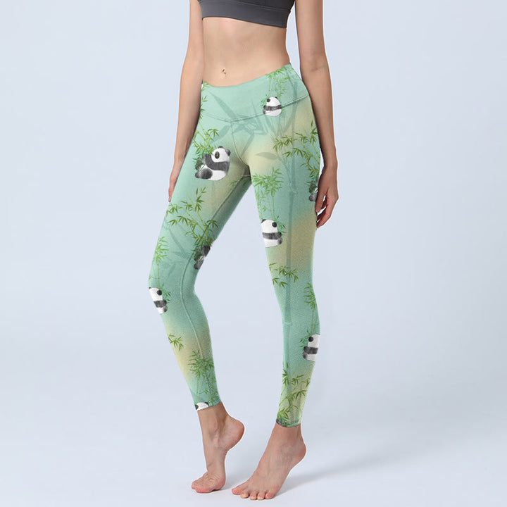 Leggings de yoga para mujer con estampado de panda y bambú y Buddha Stones - Aguamarina - US18，UK/AU22，EU50 (4XL) - image 0