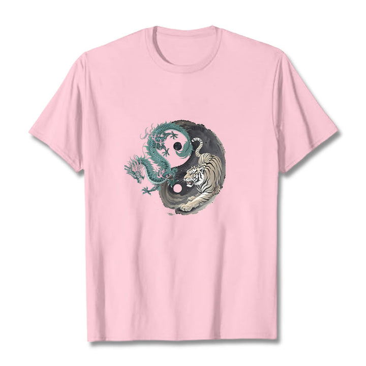 Camiseta de algodón con Buddha Stones , tigre, dragón y yin yang - rosa claro - 2XL - image 18
