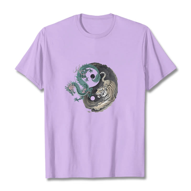 Camiseta de algodón con Buddha Stones , tigre, dragón y yin yang - Ciruela - 2XL - image 17