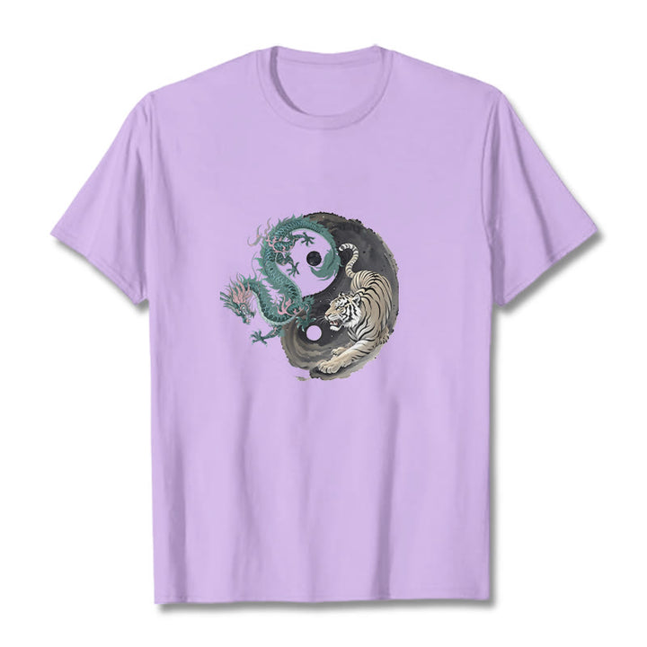 Camiseta de algodón con Buddha Stones , tigre, dragón y yin yang - Ciruela - 2XL - image 17