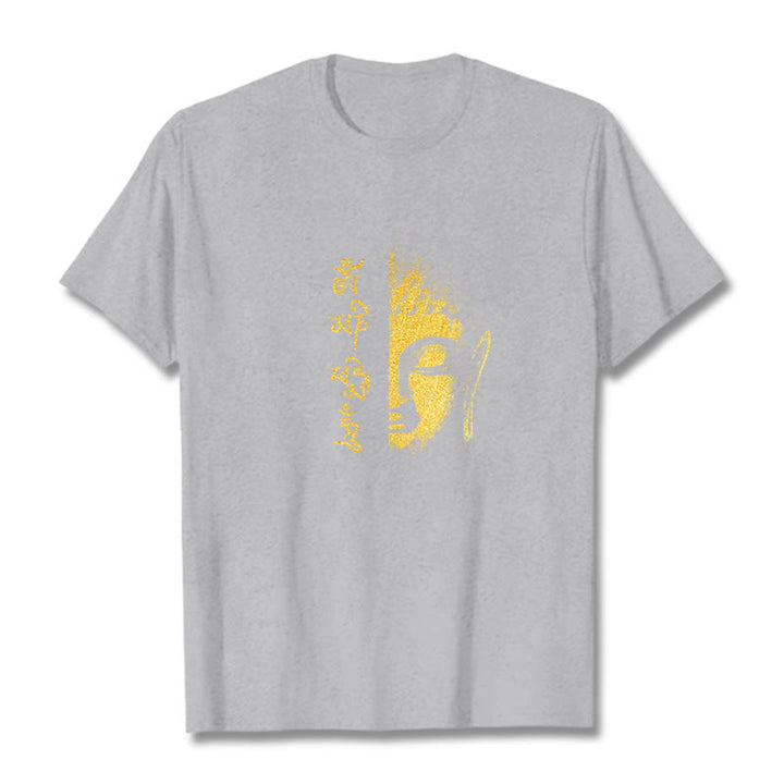 Camiseta de algodón con Buddha Stones Om Mani Padme Hum, Buda dorado - Gris claro - 2XL - image 18