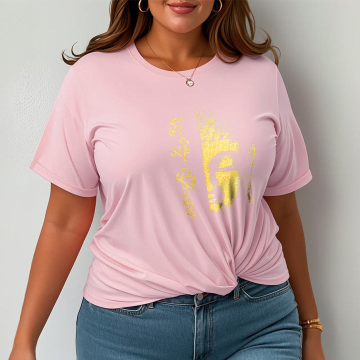 Camiseta de algodón con Buddha Stones Om Mani Padme Hum, Buda dorado - image 20