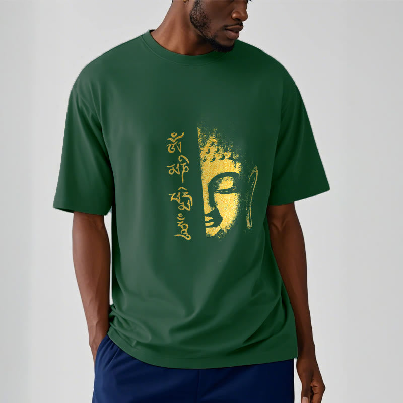 Camiseta de algodón con Buddha Stones Om Mani Padme Hum, Buda dorado - image 7