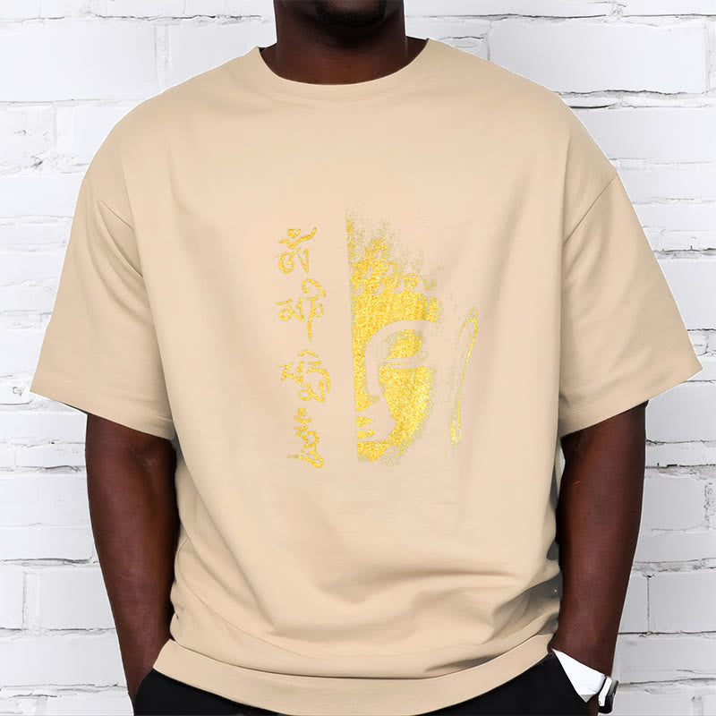 Camiseta de algodón con Buddha Stones Om Mani Padme Hum, Buda dorado - image 10