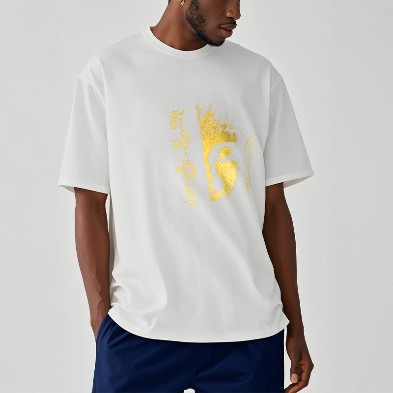 Camiseta de algodón con Buddha Stones Om Mani Padme Hum, Buda dorado - image 13