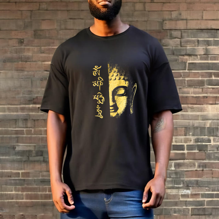 Camiseta de algodón con Buddha Stones Om Mani Padme Hum, Buda dorado - image 4