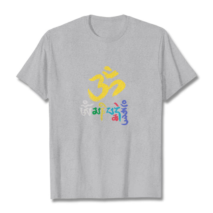 Camiseta de algodón con Buddha Stones y Om Mani Padme Hum de colores - Gris claro - 2XL - image 18