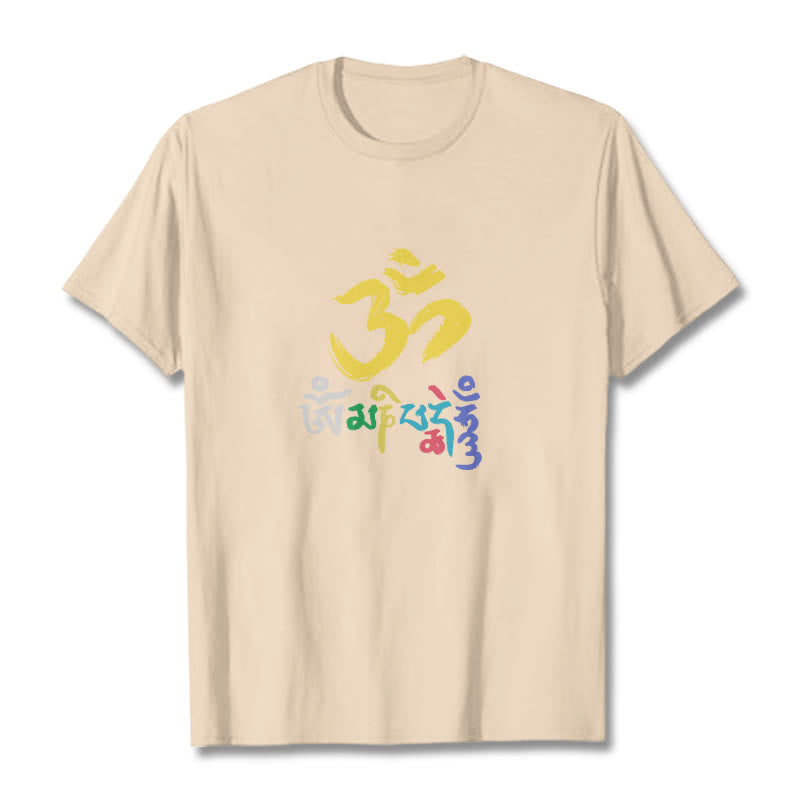 Camiseta de algodón con Buddha Stones y Om Mani Padme Hum de colores - Sopa de mariscos - 2XL - image 9