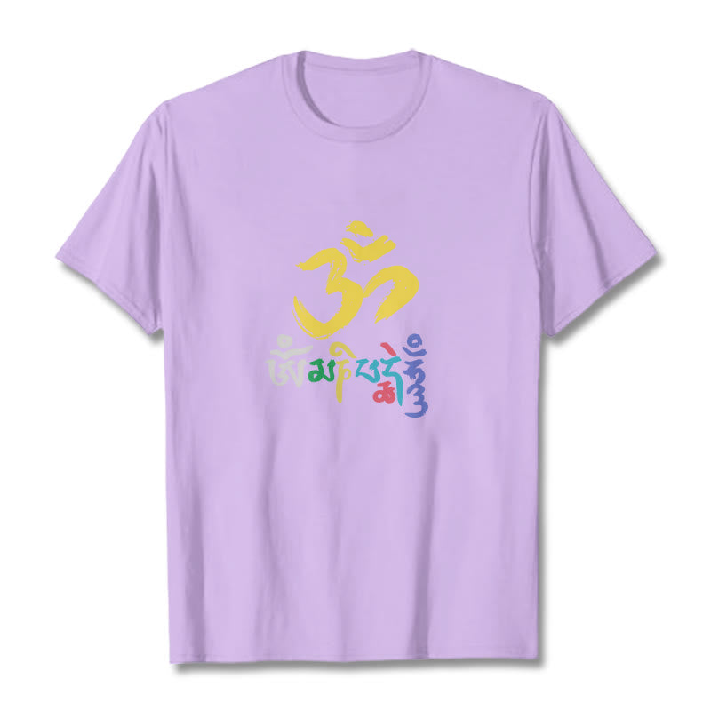 Camiseta de algodón con Buddha Stones y Om Mani Padme Hum de colores - Ciruela - 2XL - image 16