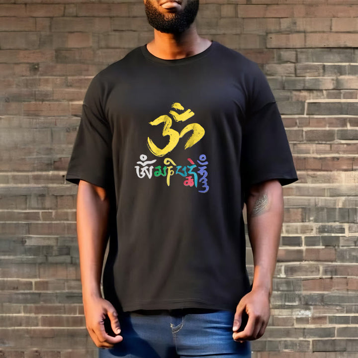 Camiseta de algodón con Buddha Stones y Om Mani Padme Hum de colores - image 3
