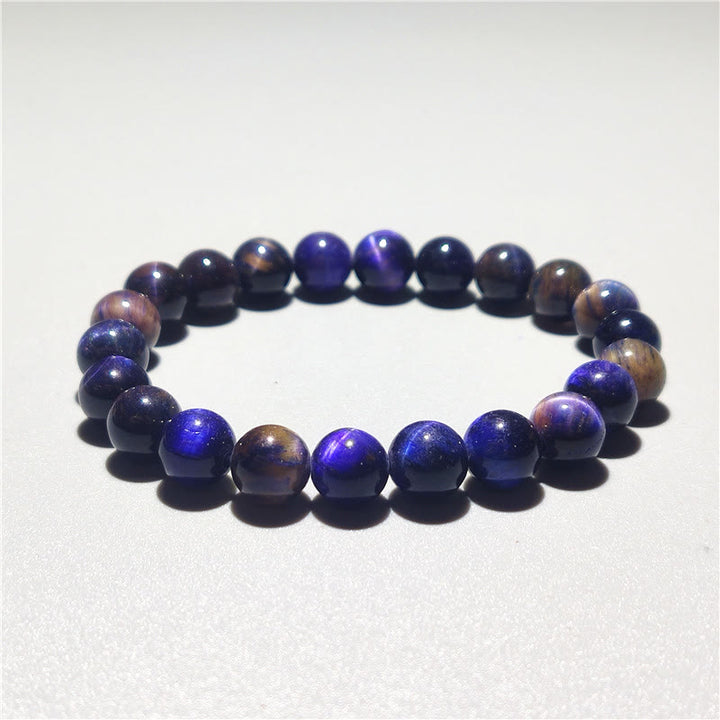 Pulsera de confianza con varias Buddha Stones y ojo de tigre - Ojo de tigre morado (circunferencia de la muñeca: 14-16 cm) - 8 mm - image 6