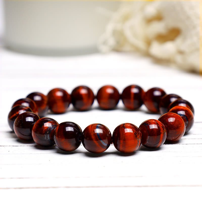 Pulsera de confianza con varias Buddha Stones y ojo de tigre - Ojo de tigre rojo (circunferencia de la muñeca: 14-16 cm) - 10 mm - image 25