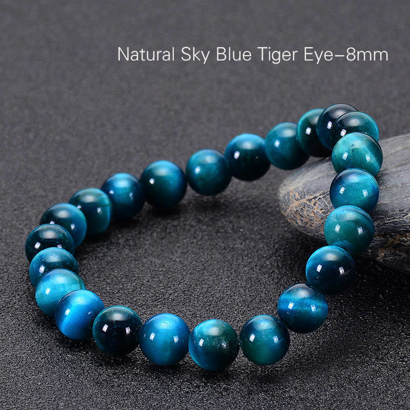 Pulsera de confianza con varias Buddha Stones y ojo de tigre - Ojo de tigre azul (circunferencia de la muñeca: 14-16 cm) - 8 mm - image 48