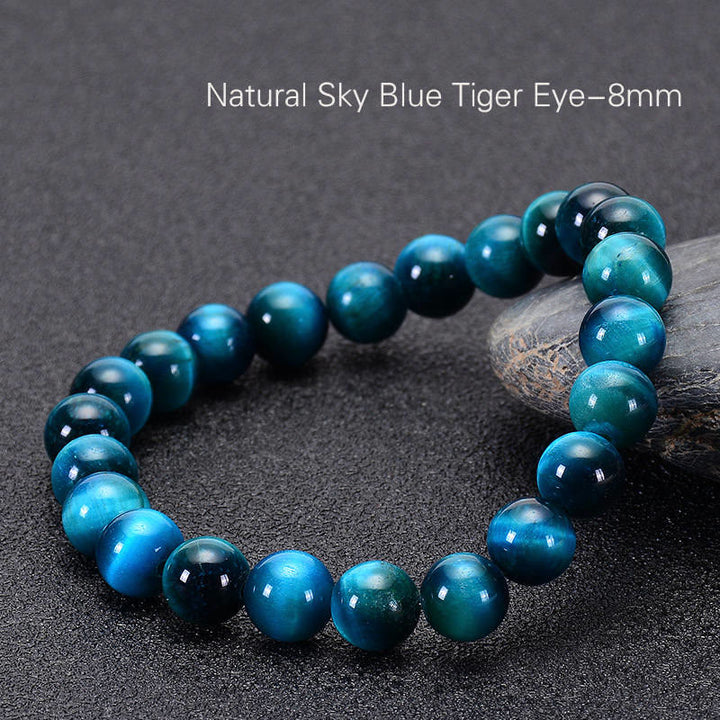 Pulsera de confianza con varias Buddha Stones y ojo de tigre - Ojo de tigre azul (circunferencia de la muñeca: 14-16 cm) - 8 mm - image 48