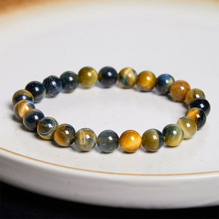 Pulsera de confianza con varias Buddha Stones y ojo de tigre - Piedra de ojo de tigre amarillo-azul (circunferencia de la muñeca: 14-16 cm) - 12 mm - image 97