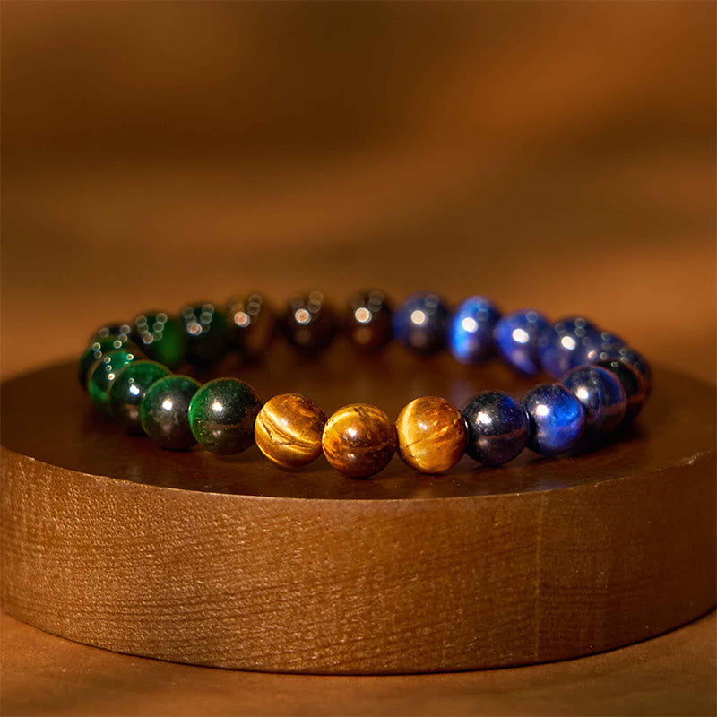 Pulsera de confianza con varias Buddha Stones y ojo de tigre - Ojo de tigre azul Ojo de tigre verde Ojo de tigre (circunferencia de la muñeca: 14-16 cm) - 12 mm - image 104