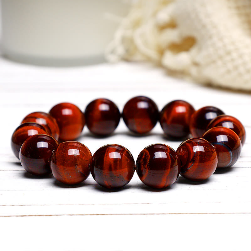 Pulsera de confianza con varias Buddha Stones y ojo de tigre - Ojo de tigre rojo (circunferencia de la muñeca: 14-16 cm) - 12 mm - image 29