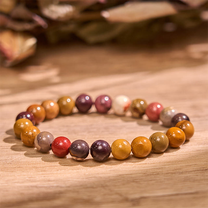 Pulsera de la calma con piedra de Buda, varios cristales, malaquita, lazurita y hemimorfita