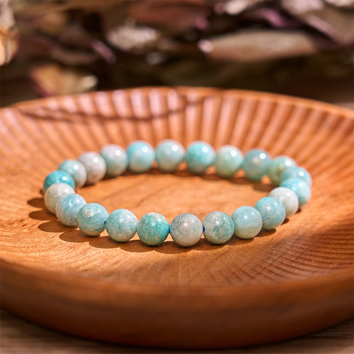 Pulsera de la calma con piedra de Buda, varios cristales, malaquita, lazurita, lapislázuli y hemimorfita. - Amazonita clara (circunferencia de la muñeca: 14-16 cm) - image 30