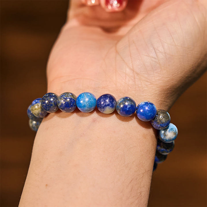 Pulsera de la calma con piedra de Buda, varios cristales, malaquita, lazurita y hemimorfita