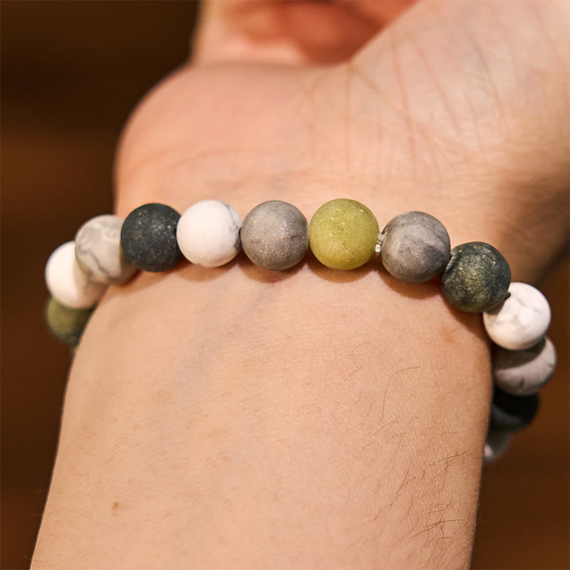 Pulsera de la calma con piedra de Buda, varios cristales, malaquita, lazurita y hemimorfita
