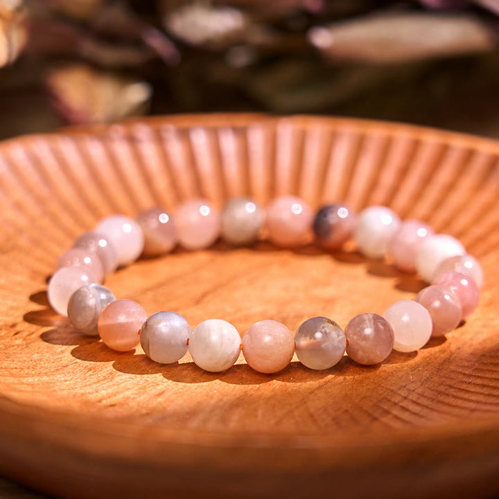 Pulsera de la calma con piedra de Buda, varios cristales, malaquita, lazurita, lapislázuli y hemimorfita. - Piedra lunar melocotón (circunferencia de la muñeca: 14-16 cm) - image 66