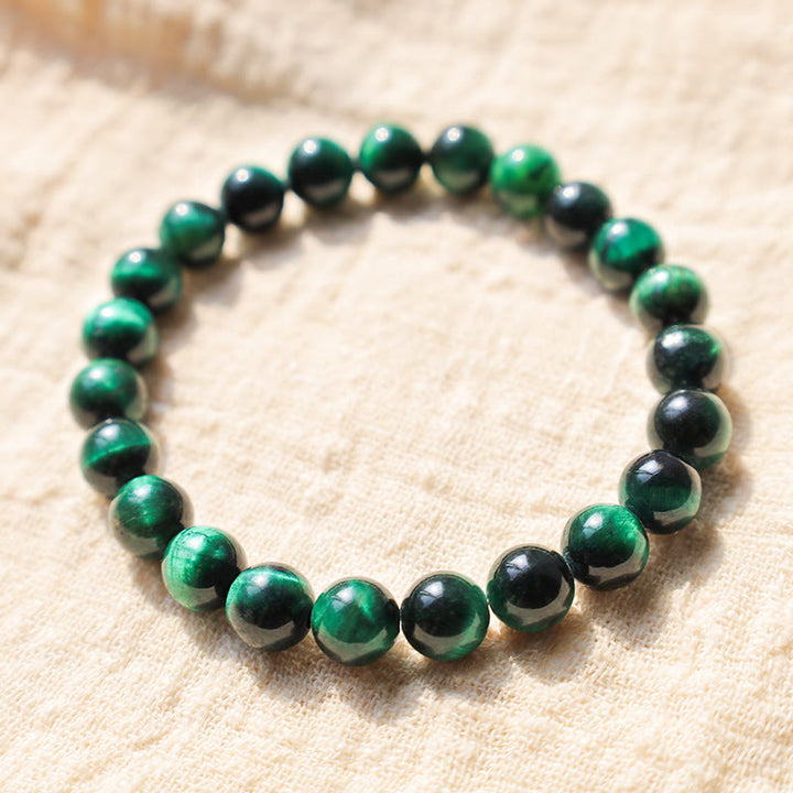 Pulsera de la calma con piedra de Buda, varios cristales, malaquita, lazurita y hemimorfita - Ojo de tigre verde oscuro (circunferencia de la muñeca: 14-16 cm) - image 125
