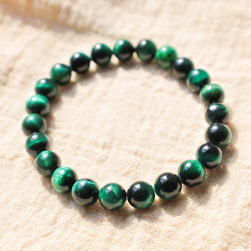 Pulsera de la calma con piedra de Buda, varios cristales, malaquita, lazurita, lapislázuli y hemimorfita. - Ojo de tigre verde oscuro (circunferencia de la muñeca: 14-16 cm) - image 125