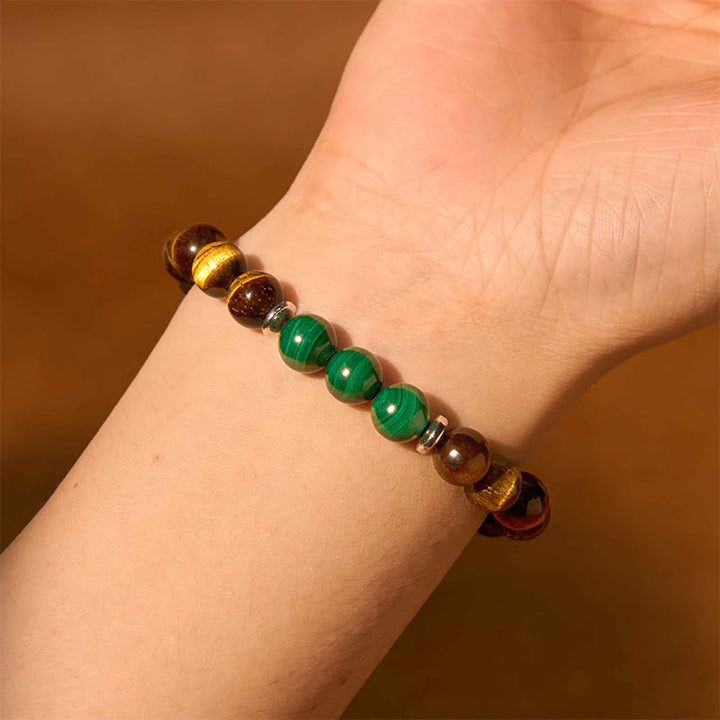 Pulsera de la calma con piedra de Buda, varios cristales, malaquita, lazurita y hemimorfita