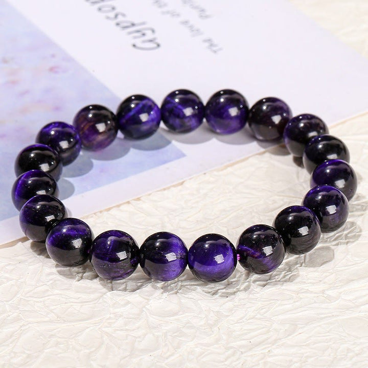 Pulsera de la calma con piedra de Buda, varios cristales, malaquita, lazurita, lapislázuli y hemimorfita. - Ojo de tigre morado oscuro (circunferencia de la muñeca: 14-16 cm) - image 143