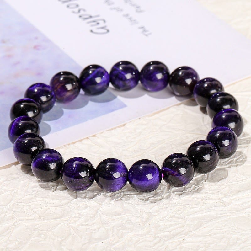 Pulsera de la calma con piedra de Buda, varios cristales, malaquita, lazurita y hemimorfita - Ojo de tigre morado oscuro (circunferencia de la muñeca: 14-16 cm) - image 143