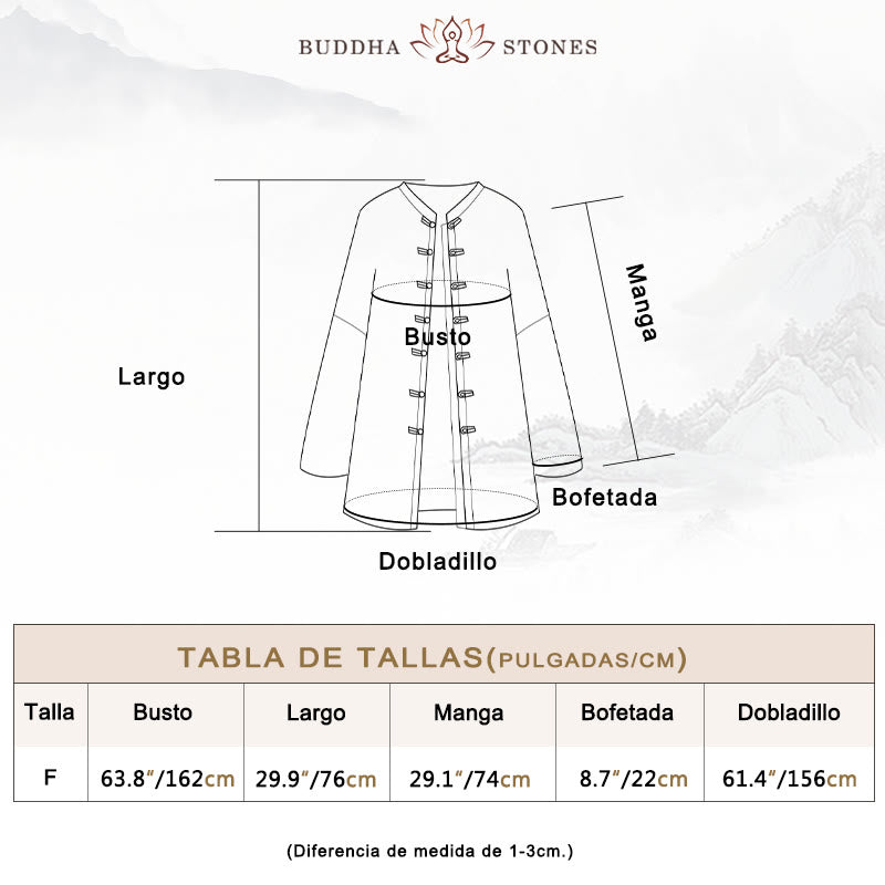 Chaqueta con frente abierto de meditación Zen de manga larga con botón de rana y teñido anudado de Buddha Stones - image 5