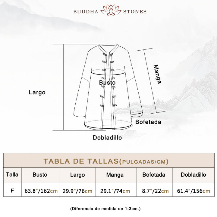 Chaqueta con frente abierto de meditación Zen de manga larga con botón de rana y teñido anudado de Buddha Stones - image 5