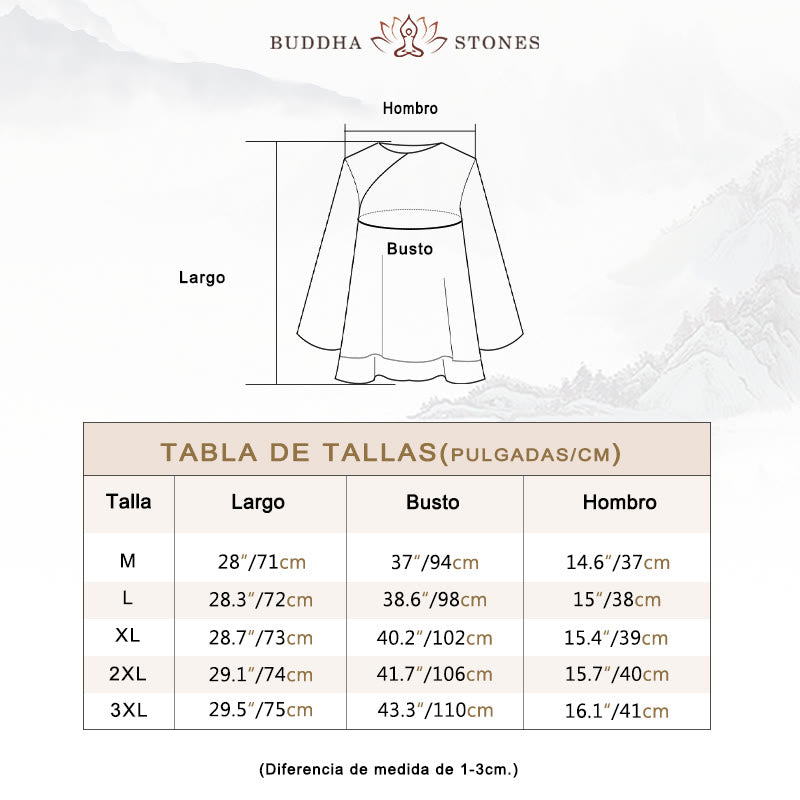 Conjunto de ropa de lino y algodón para mujer, camisa de manga larga de tres cuartos, pantalones de pierna ancha, 2 uds., Buddha Stones - image 4