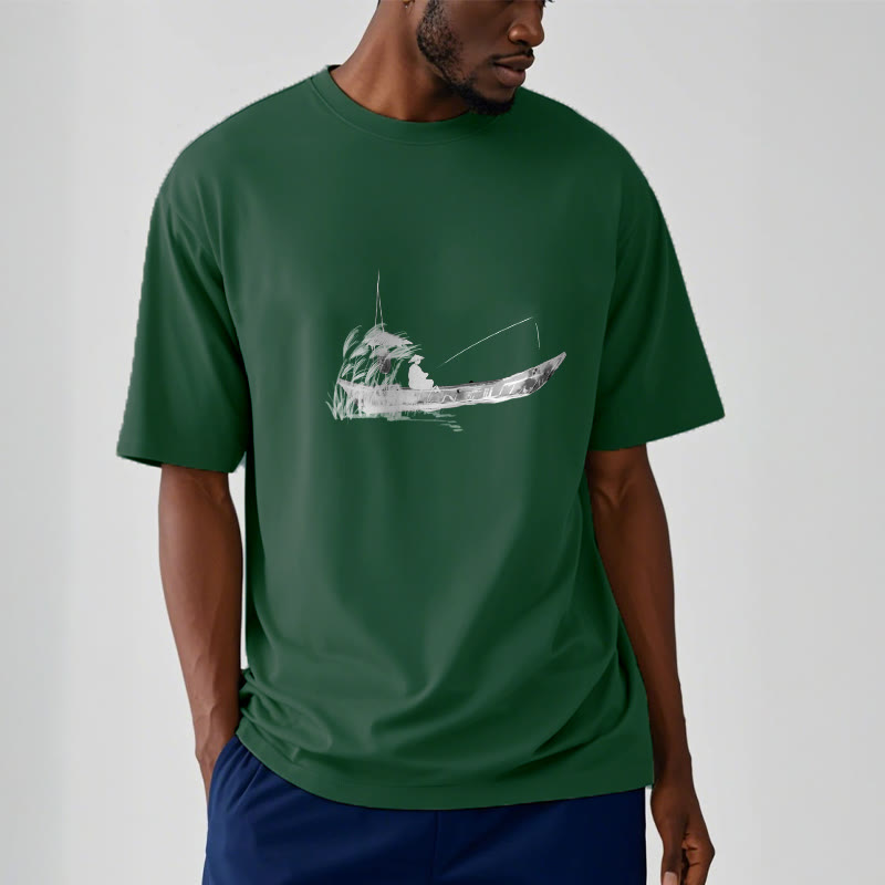 Camiseta de algodón con estampado de hierba y barco de pesca con Buddha Stones - image 4