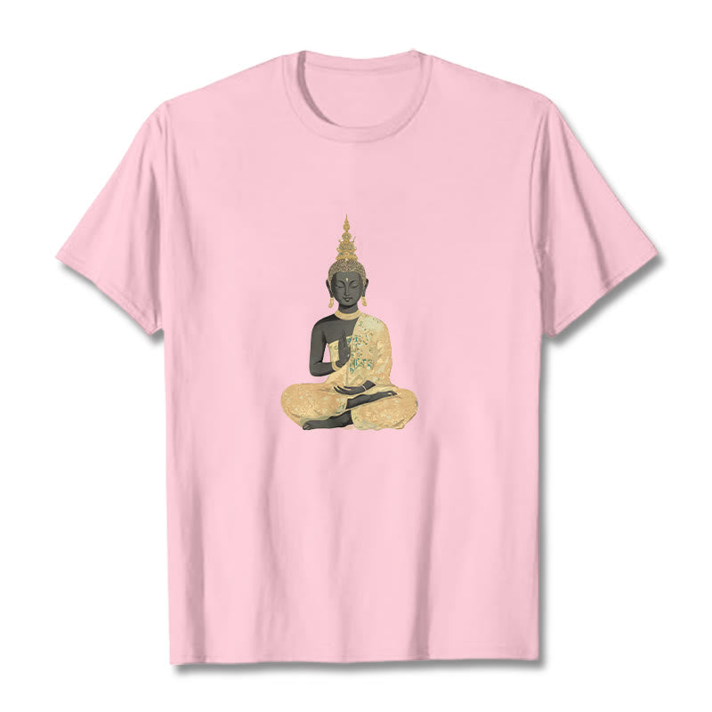 Camiseta de algodón con estampado de Buddha Stones de Buda - rosa claro - 2XL - image 18