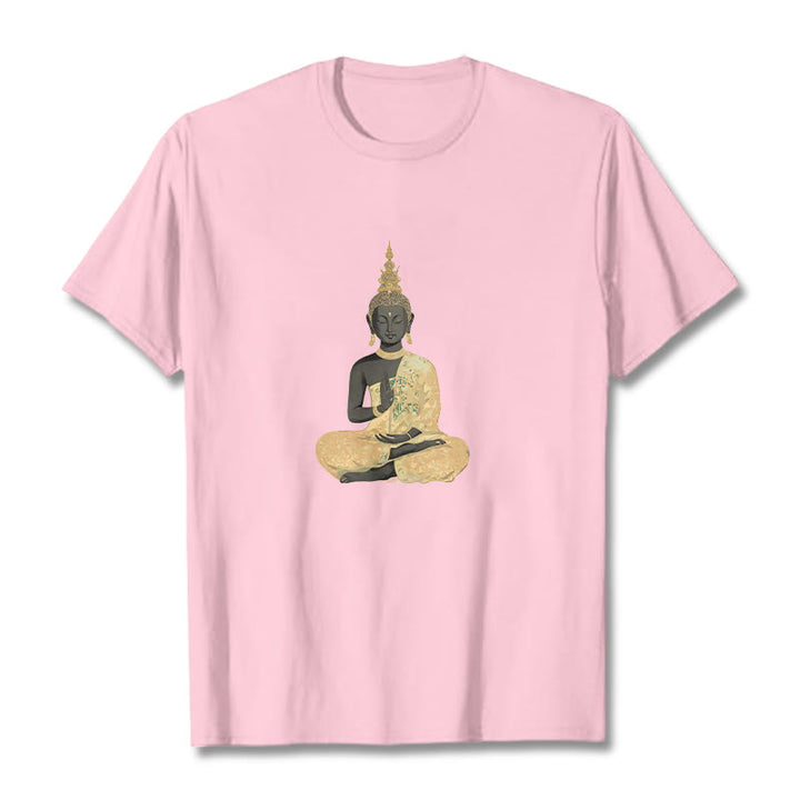 Camiseta de algodón con estampado de Buddha Stones de Buda - rosa claro - 2XL - image 18