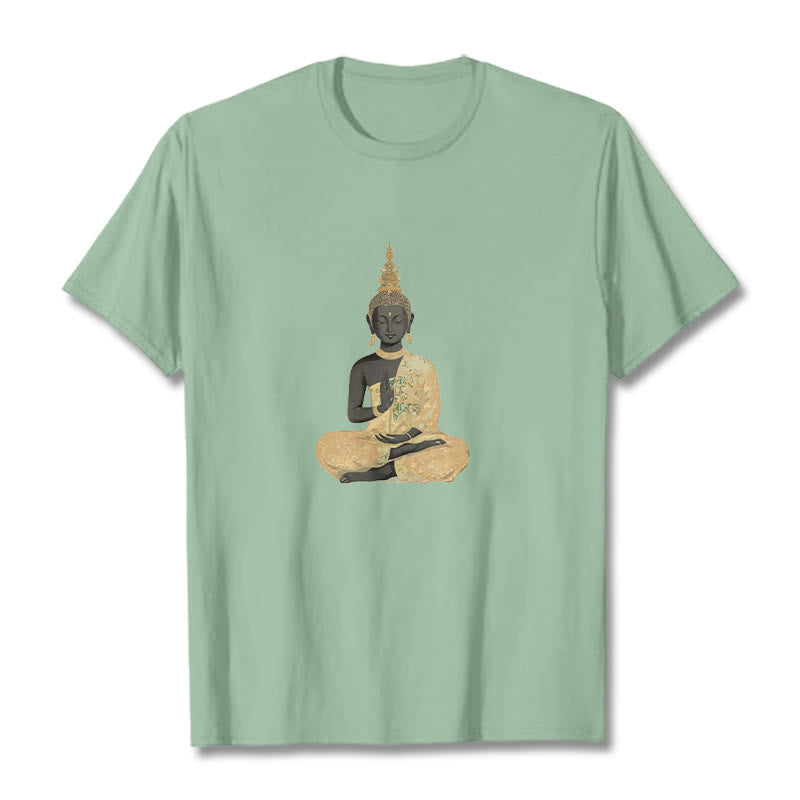 Camiseta de algodón con estampado de Buddha Stones de Buda - Verde pálido - 2XL - image 16