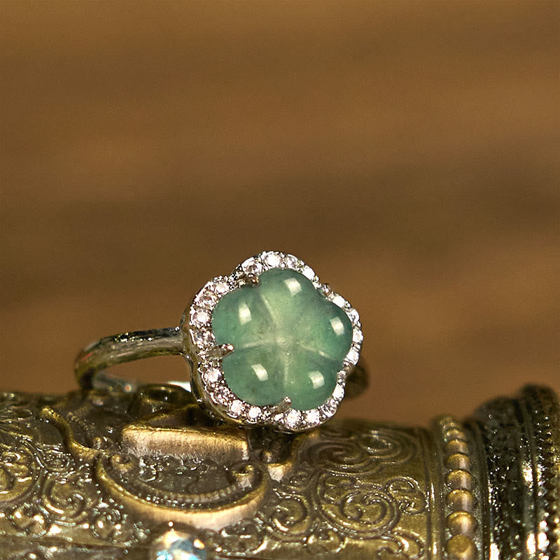 Anillo de aleación de jade y flor con Buddha Stones