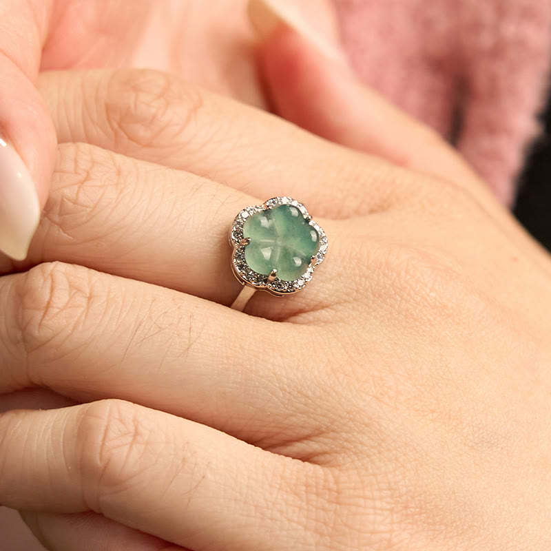 Anillo de aleación de jade y flor con Buddha Stones