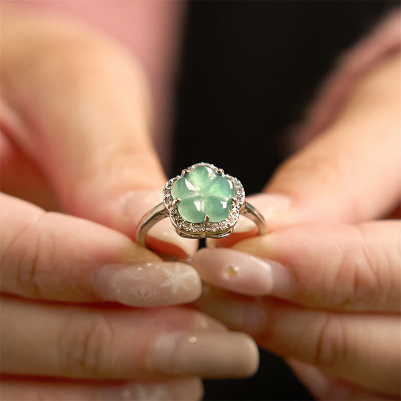 Anillo de aleación de jade y flor con Buddha Stones
