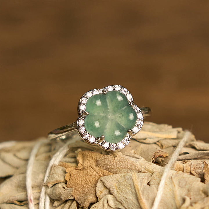 Anillo de aleación de jade y flor con Buddha Stones