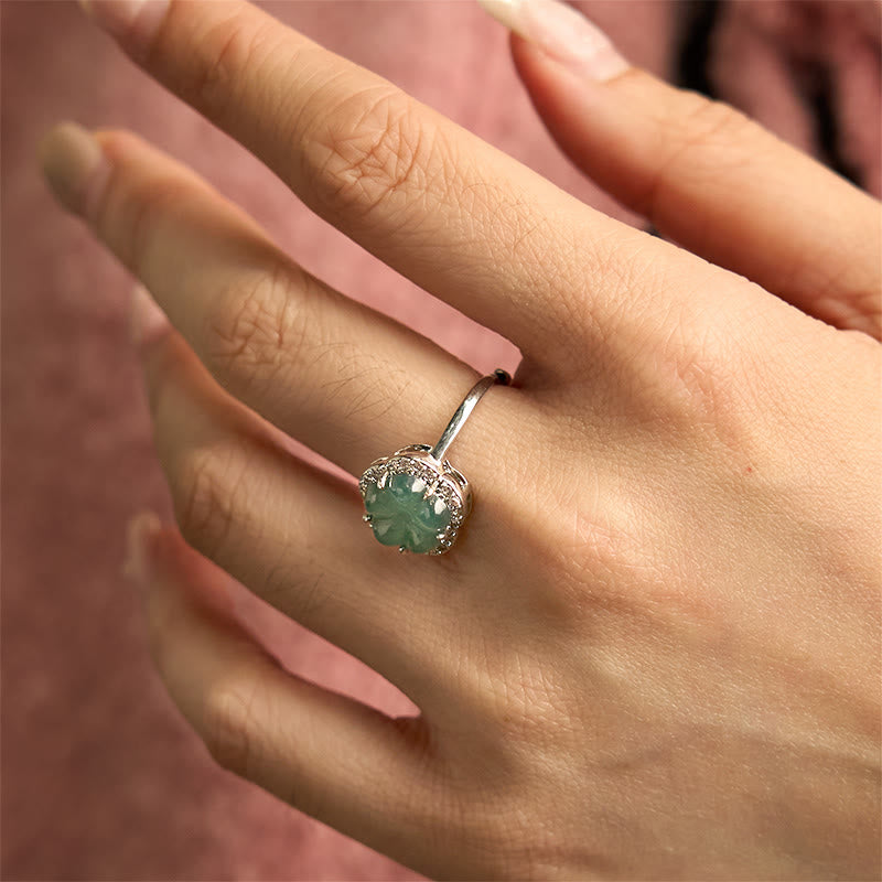 Anillo de aleación de jade y flor con Buddha Stones